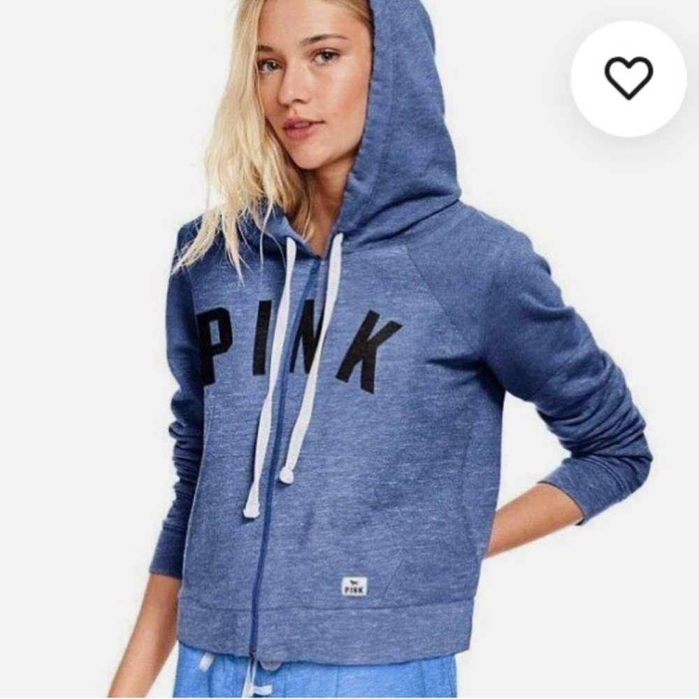 Victoria Secret VS Pink Blue Full Zip Hoodie Jacket